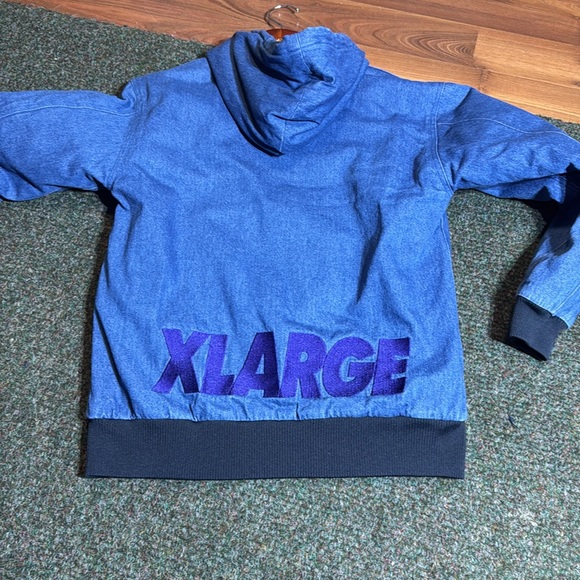 X-LARGE OLD OG ACTIVE DENIM QUILTED HOODED JACKET - JPN - Picture 8 of 13